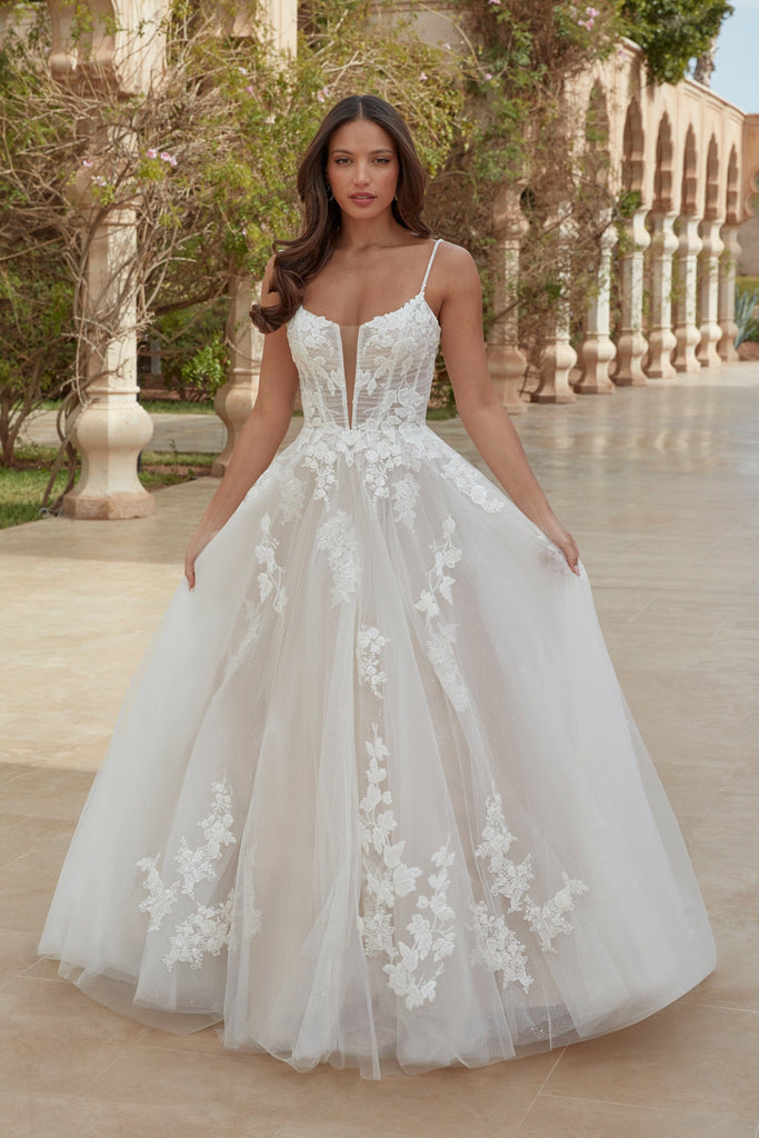 Casablanca Bridal 2540 Elloise A-Line Ballgown Strapless Sheer Floral –  Glass Slipper Formals